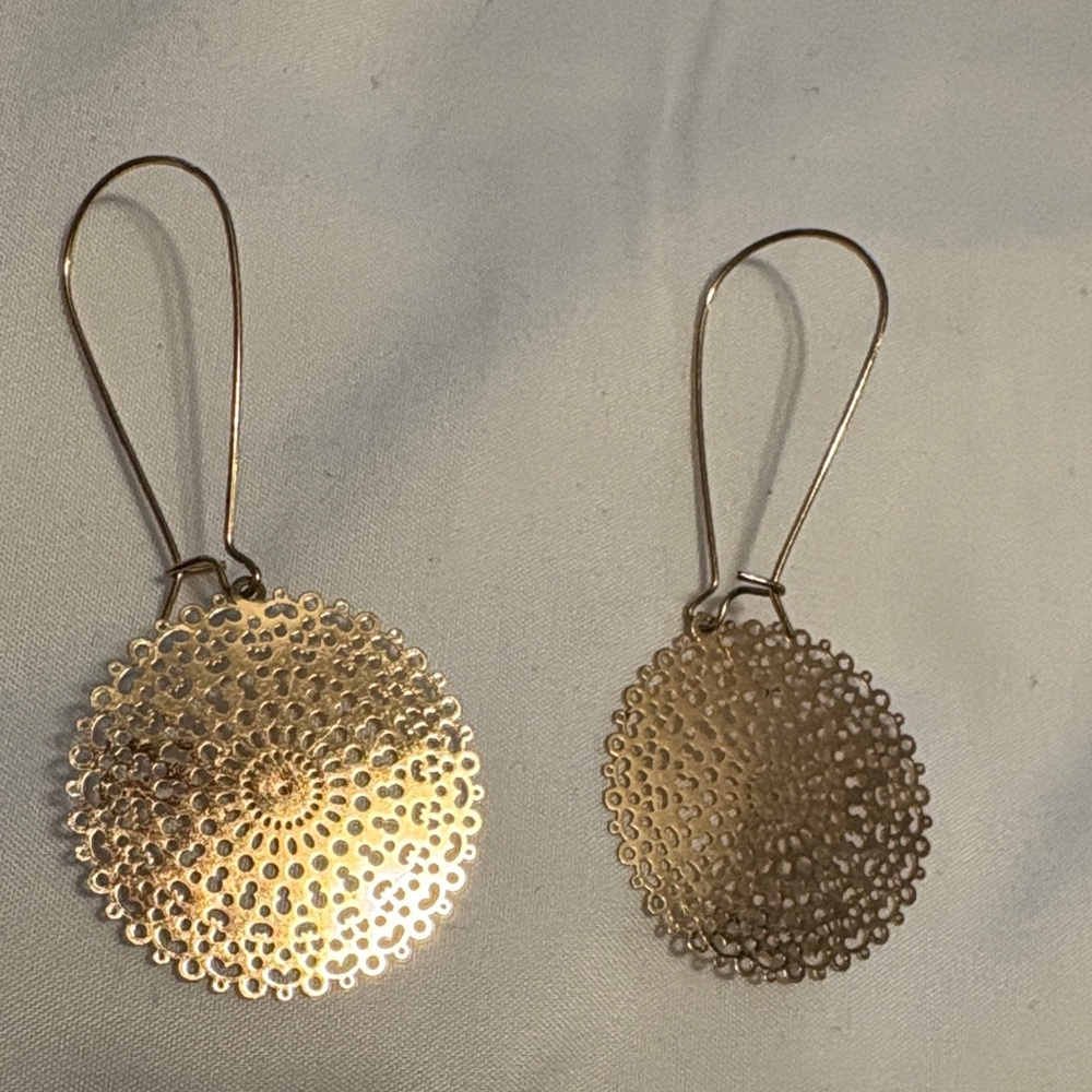 Gold-Tone Filigree Disc Drop Earrings - Women's Jewelry